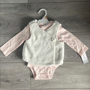 Carter's Pink Onesie with White Fleece Vest